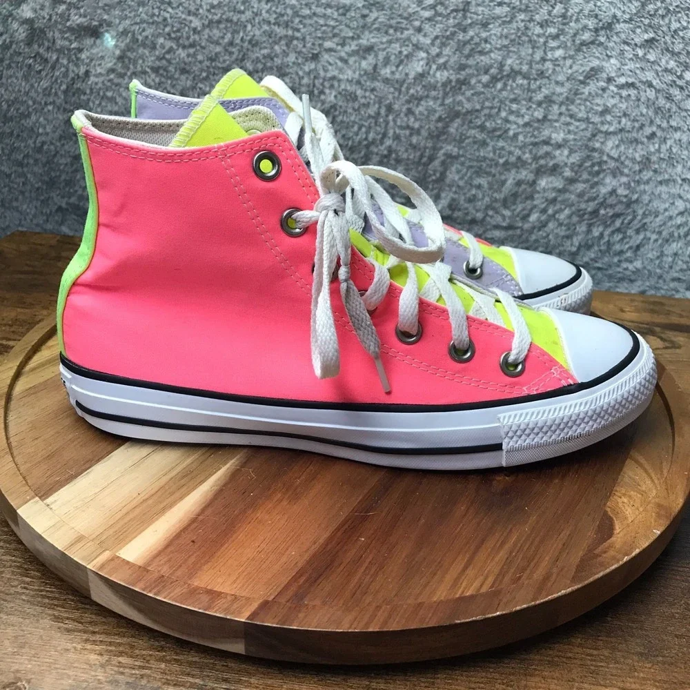 Converse Chuck Taylor All Star High Top M 6 W 8 Neon‎ Colorblock Sneakers